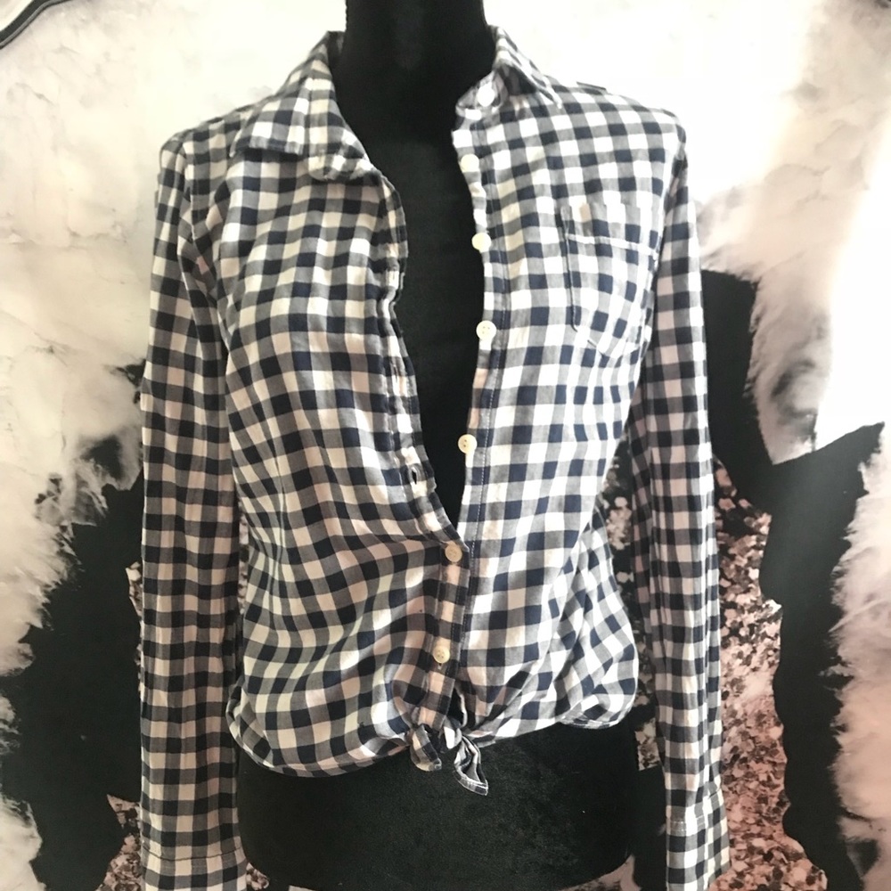 J Crew Plaid Button Down Blouse